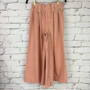 Anthropologie Pilcro Paperbag Wide Leg Pants Women's XXS Peach Cropped High Rise